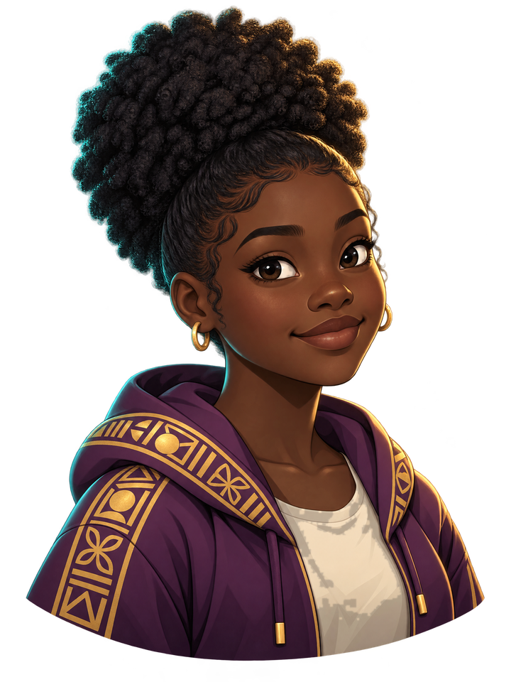 Zuri with an afro puff
